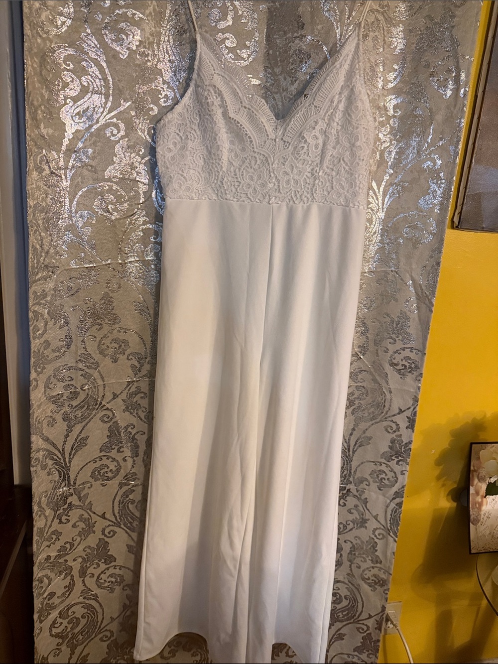 SHEIN White Lace Bodice Maxi Slip Dress